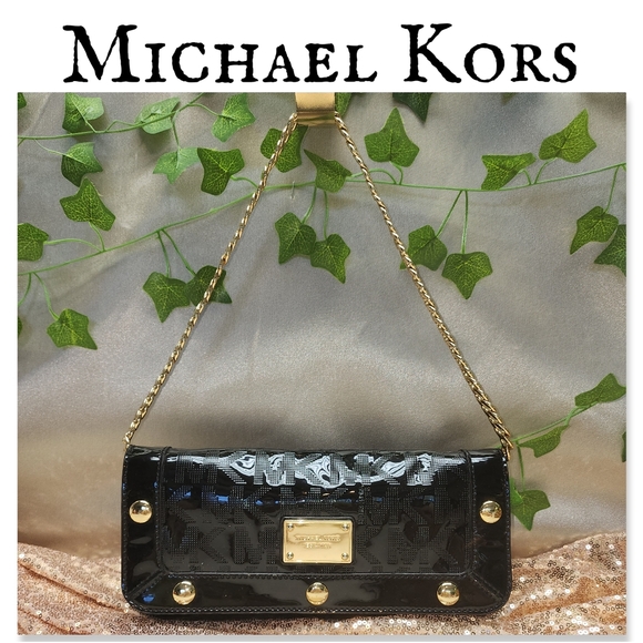 NWOT Michael Kors Delancy Black Clutch W/ Additional Conversion Chain - Picture 1 of 14